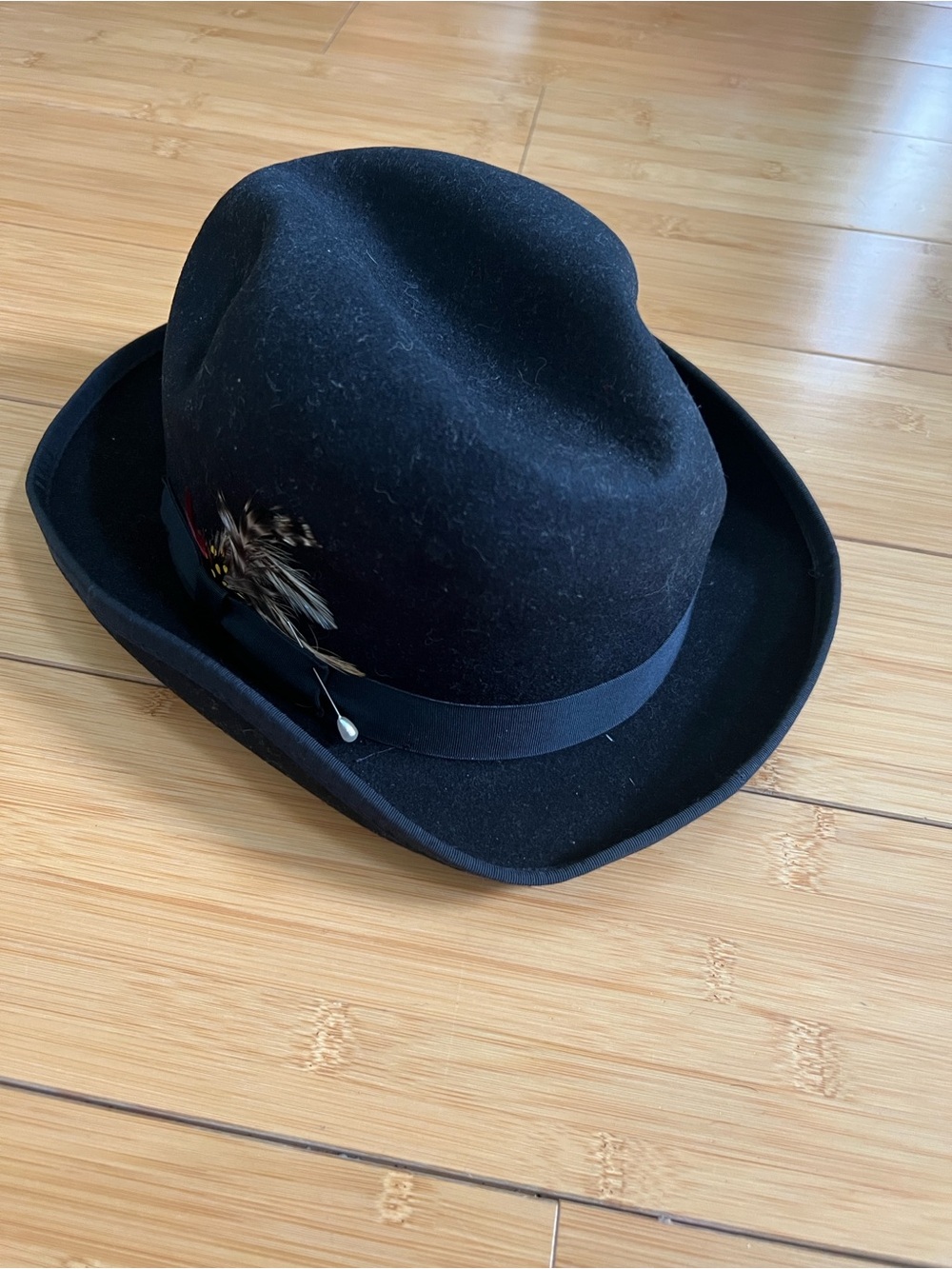 Capas Design Wool Homburg Hat Black Large Godfather Derby Bowler Made in USA